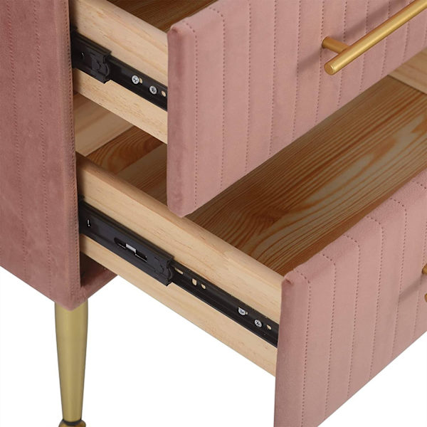 Rootz Elegant Velvet Sengebord - Natbord med marmorplade - Opbevaringsskuffer - Holdbar og stilfuld - Rummelig organisation - Nem vedligeholdelse - 41