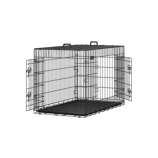Rootz Iron Wire Dog Crate - Djurbur - Valphägn - Träningskennel - Järntrådskonstruktion - ABS-plast - 122cm x 81cm x 76cm