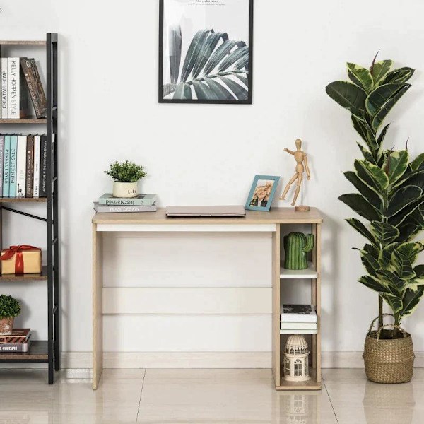Rootz Desk - Bookshelf - Computer Desk - Office Table - Nature/White - 100 x 44 x 74 cm