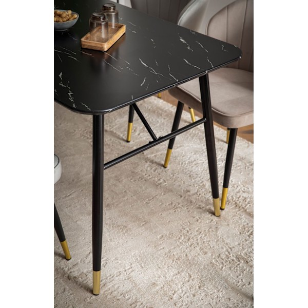 Rootz Modern Dining Table - Rectangular Table - Black Look Table - Sits 6 - 140cm x 80 cm x 76 cm