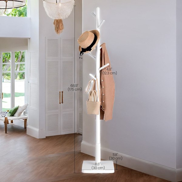 Rootz Cloakroom Stand - Vaatteiden teline - Solid Wood - Moderni Design - 30x30x175cm - Järjestä ja päivittää tilasi