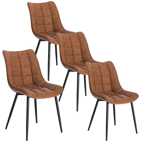 Rootz Set med 4 matstolar - Köksstolar - Kontorssittplatser - Imiterat läder - Ergonomisk design - Hållbar och bekväm - Anti-halk - 46 x 40,5 cm Sitss