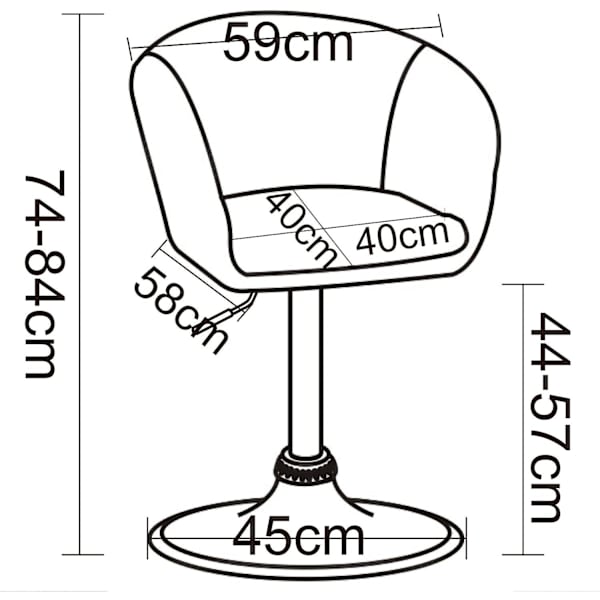 Rootz Swivel Lounge Chair - Ergonomisk kontorsstol - Justerbar skrivbordsstol - Bekväm, stödjande, hållbar - konstläder - 41cm x 40cm x 74-87cm