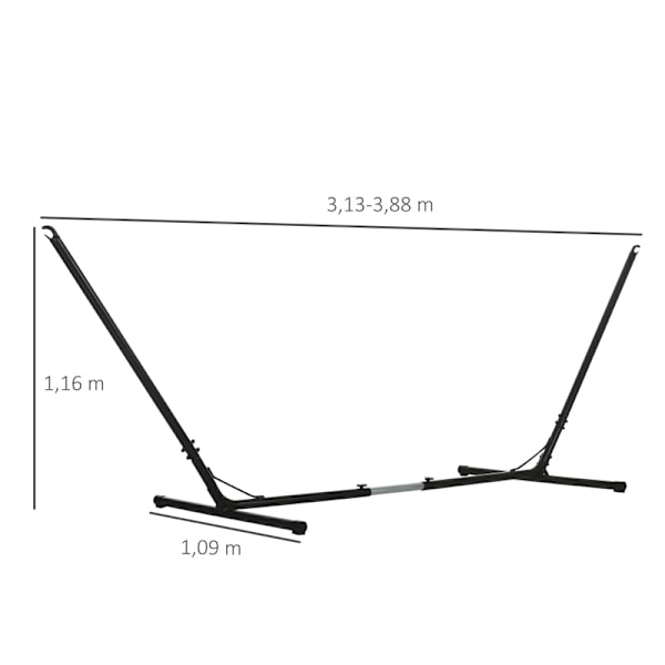 Rootz justerbar hängmatta - Slitstark hängmatta - väderbeständig metallram - inomhus och utomhus - 313-388 cm x 109 cm x 116 cm