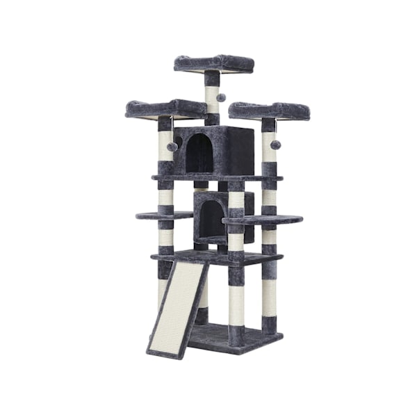 Rootz Cat Scratching Post - Klättertorn - Sisal Scratcher - Två mysiga grottor - Spånskiva - 60cm x 55cm x 172cm