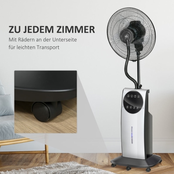 Rootz 2-in-1 -tuuletin - Jalustatuuletin - Sumutuuletin - Säädettävät sumutteen tasot - Aromaterapiayhteensopiva - Ohjelmoitava ajastin - Ø 44,5 x 135