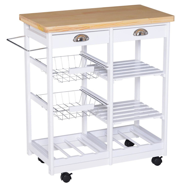 Rootz Serveringsvagn Kök - Vit, Natur - Konstruerat trä, Trä - 29,13 cm x 14,57 cm x 29,92 cm