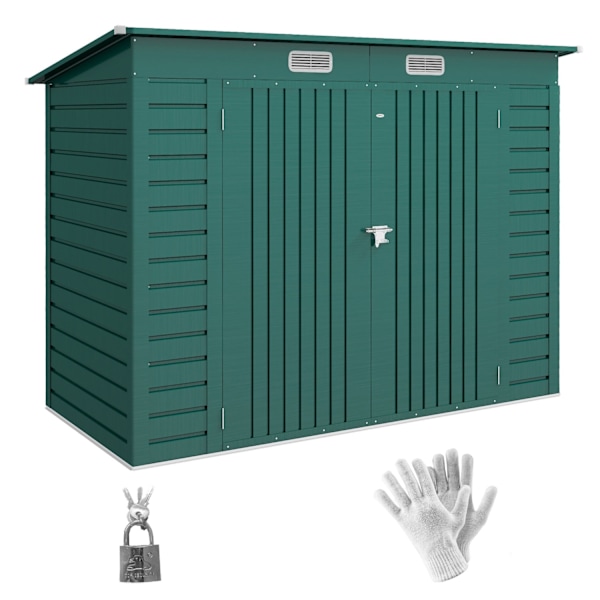 Rootz Steel Garden Tool Shed - Opbevaringsskur - Udstyrshus - Sikker opbevaring - 249b x 121t x 166/183h cm