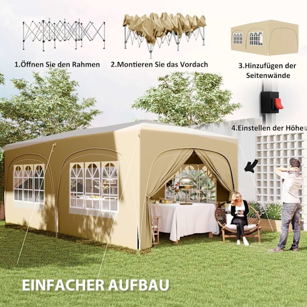 ROOTZ 3 X 6M Pop -Up Gazebo - Havetelt - Udendørs baldakin - UPF50+ UV -beskyttelse - 597 cm x 300 cm x 270 cm