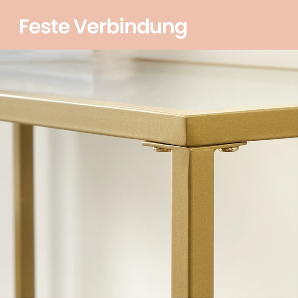 Rootz Subsis Console Table - Hard Glass - Sofatic - Elegant Design - 20x100x80cm Guldtransparent