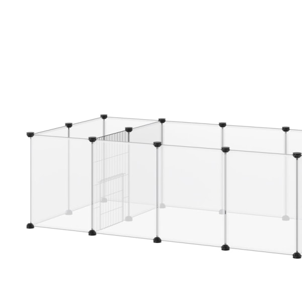 Rootz DIY udendørs kabinet - Small Animal Gate - 18 Paneler - Inkluderer monteringsmateriale - Modulært system - Sort + Hvid - 175L x 70W x 45H cm.