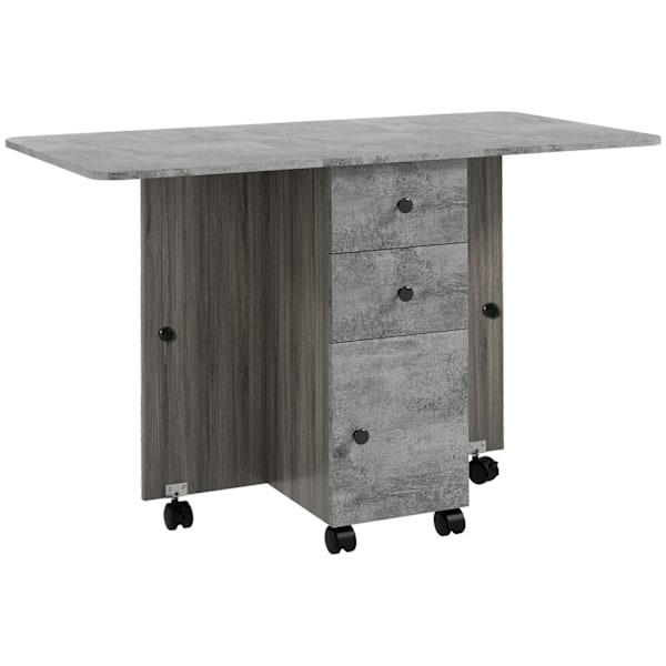 ROTZ Folding Kitchen Table - Compapible Dining Table - Space -Bavare Table - 2 fällbara toppar, 2 lådor, skåp - 120x60x76,5 cm - Grå