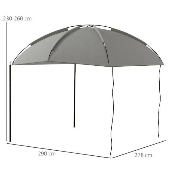 Rootz biltält - Baktält - Ingår - Transportväska - Stödstolpe - Markspikar - Bärväska - Polyester Taft-glasfiber-stål - Ljusgrå - 290L x 278W x 230-26