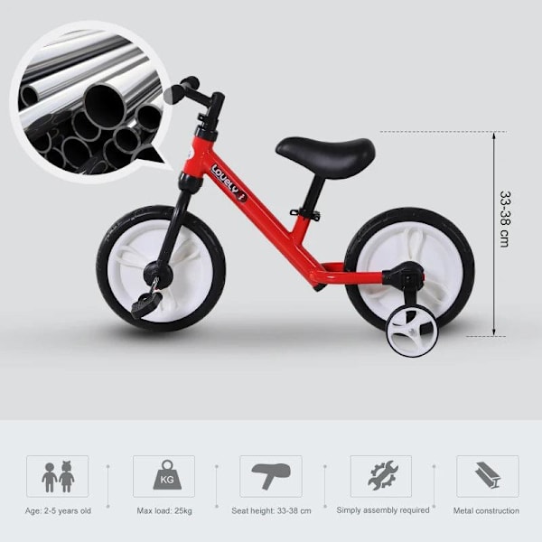 Rootz Balancecykel til børn - Rød - Pp, Metal, Eva - 33,46 cm x 14,17 cm x 21,25 cm