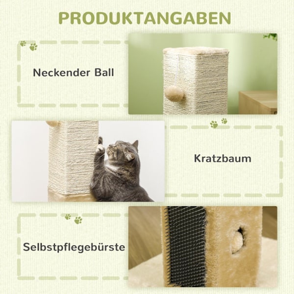 Rootz Cat Scratching Post - Cat Tree - Kitty Tower - Inkluderer legetøj - Jute Rope - 59,5 cm x 39 cm x 79 cm