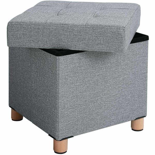 Rootz Hocker - Pall med förvaring - ottomansk - Grå sittstol med förvaringsutrymme - 38 x 40 x 38 cm (B/H/D)