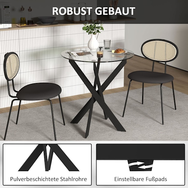 Rootz Modern Glass -Egg Table - Spisebord - Køkkenbord - Skrab -resistent - 70 cm diameter x 75 cm højde