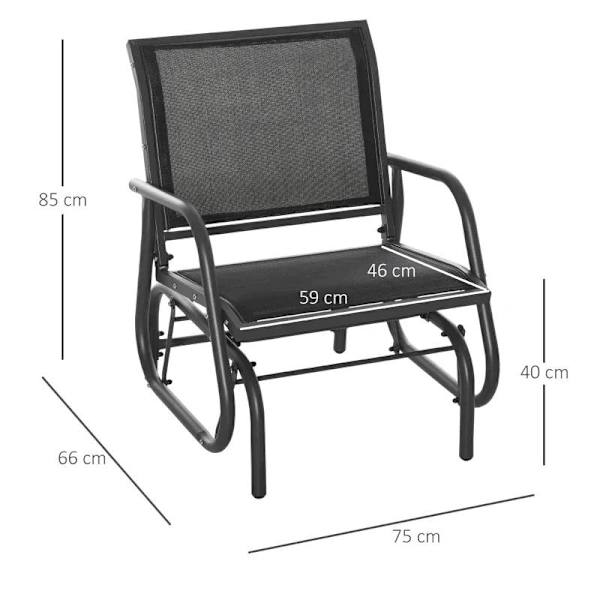 Rootz gyngestol - Havehave - Stol Relax Stol - Havegynge - Sort - 75 x 66 x 85 cm