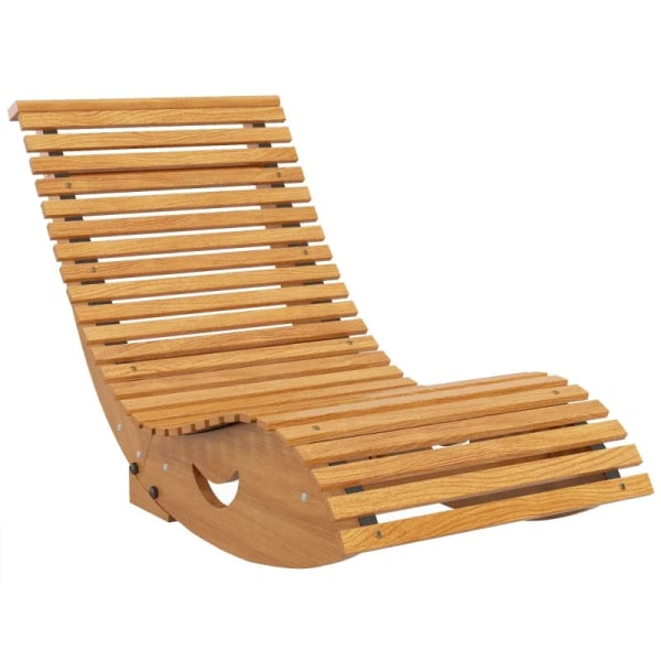 Rootz gungstol - Gungstol i trä - Ergonomisk trädgård - Solstol S-form - Granträ - Furu - Teak - 130L x 60W x 60H cm