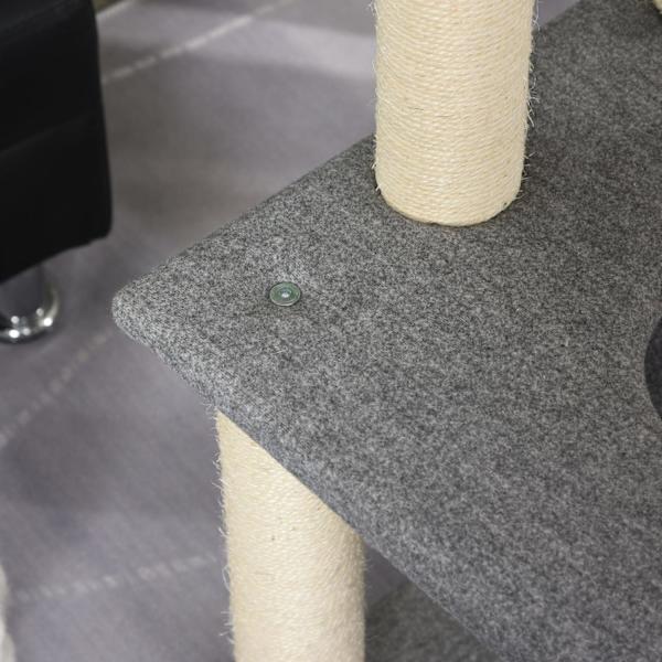 Rootz Scratching Cat Tree Climbing - Grå, Hvid - Spånplade, Sisal, Plys - 23,22 cm x 148,89 cm x 61,02 cm