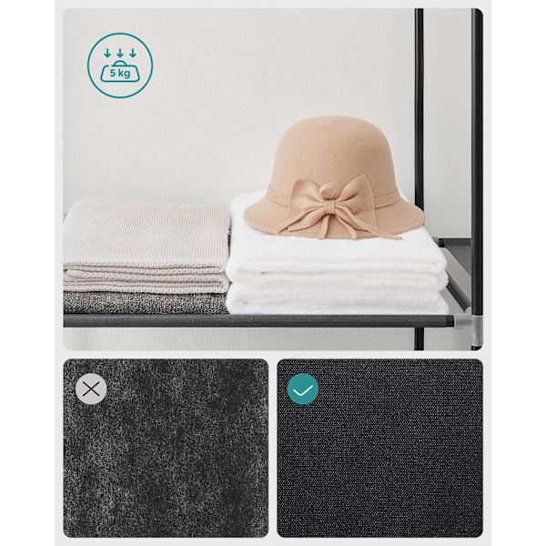 Rootz Portable Black garderob - Garderobsarrangör - Klädförvaring - Stålram - Non-Woven Tyg - Plastkopplingar - 45cm x 127cm x 176cm - Lättvikt - Enke