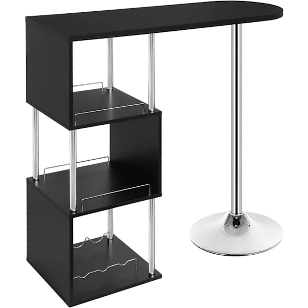 Rootz Modern S-formet barbord - Opbevaringsbarbord - Vinstativbord - Pladsbesparende - Holdbar - Nem vedligeholdelse - 113cm x 105cm x 40cm