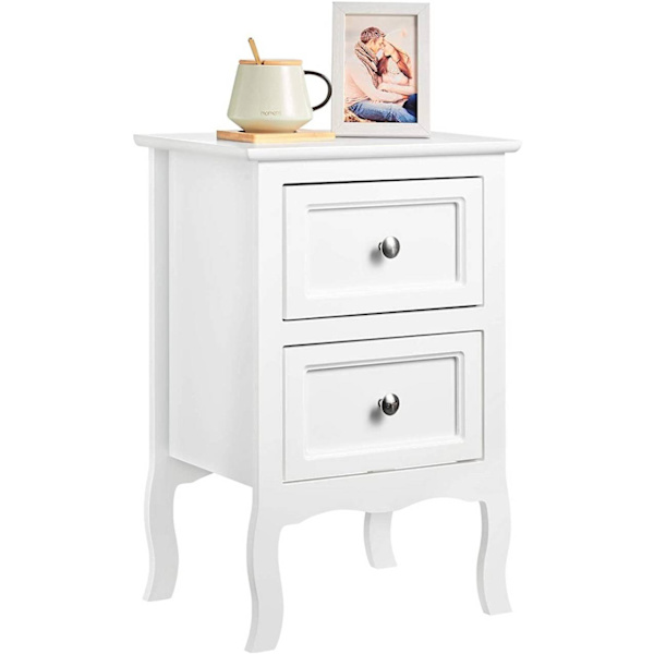 Rootz White Sängbord - Nattduksbord - Förvaringsskåp - Gott om förvaringsutrymme - Elegant design - Hållbar - 40cm x 60cm x 30cm