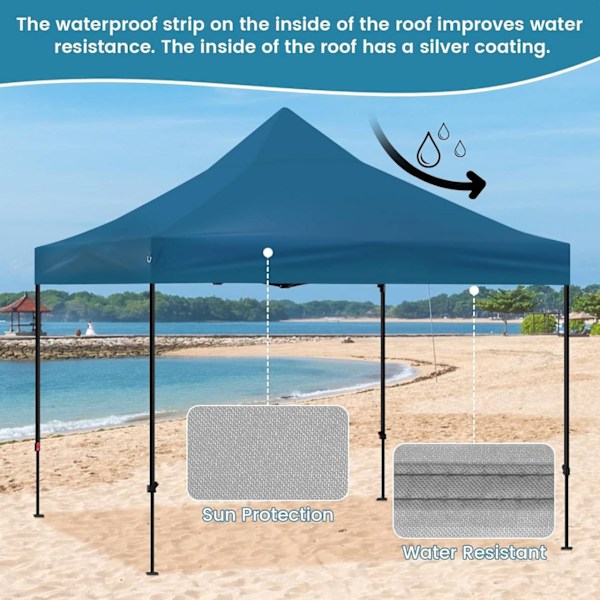 Rootz Folding Garden Gazebo - Utomhuspaviljong - Pop Up Canopy - UV-skydd - 289cm x 330cm x 289cm