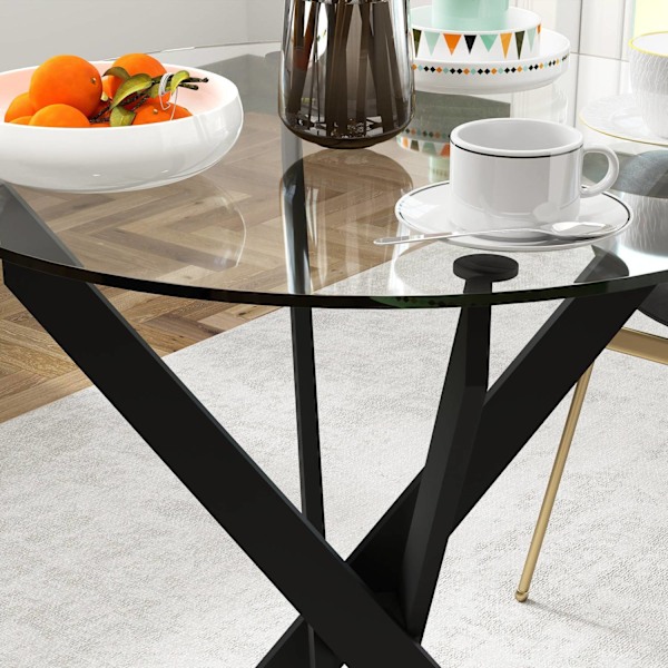 Rootz Modern Glass -Egg Table - Spisebord - Køkkenbord - Skrab -resistent - 70 cm diameter x 75 cm højde