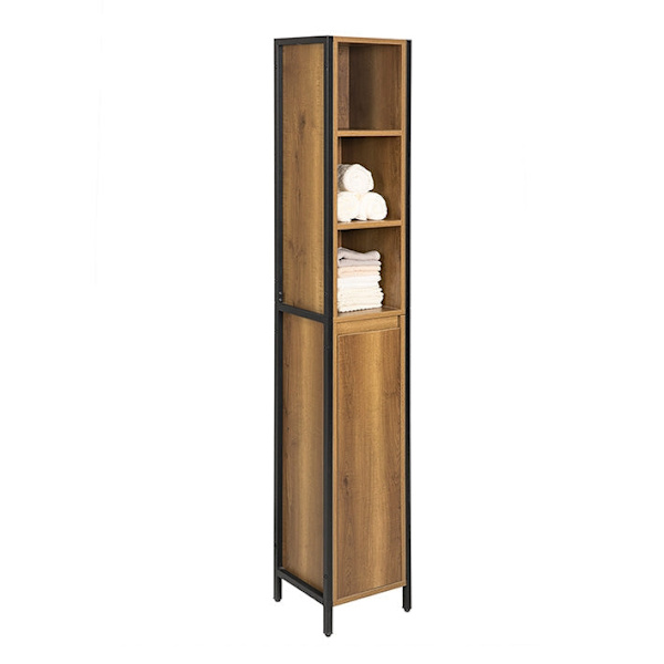 Rootz Højt badeværelsesskab - Opbevaringsorganisering - Badeværelseshylde - Vintage Design - Robust metalramme - Vægforankring - Justerbare fødder - 3