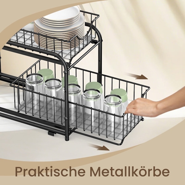 Rootz Kitchen Organizer Shelf - Order System - Space Saver - Max 10 kg Load - 21cm x 36,5 cm x 33,7 cm