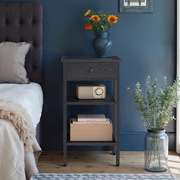 Rootz Bedside Bord - Side Bord - Skuffe & Rum - Rumbesparende design - 35,1 cm x 35,1 cm x 70,1 cm