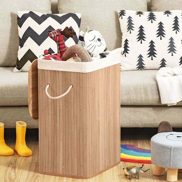 Rootz bambu tvättkorg - hopfällbar förvaringskorg - 72 liter - 40 x 30 x 60 cm