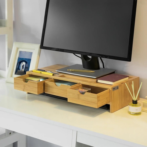 Rootz Bamboo Monitor Stand Computer Screen- Monitor Stand Monito