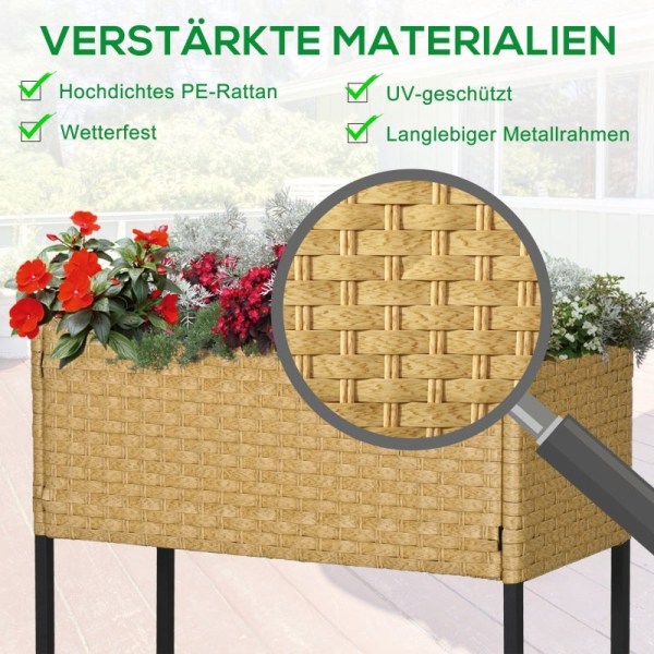 Rootz Upphöjd bäddplanterare Trädgårdsbädd - Förhöjd plantering - Utomhusplanterare - Slitstark PE-rotting - Ergonomisk design - Mångsidiga plantering