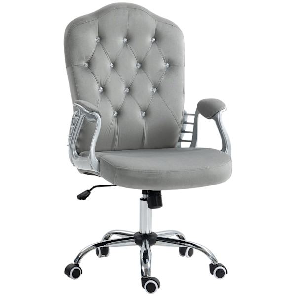 Rootz Velvet Kontorsstol - Skrivbordsstol - Arbetsstol - Extra tjock stoppning - Höjdjusterbar - 61cm x 61cm x 104-114cm