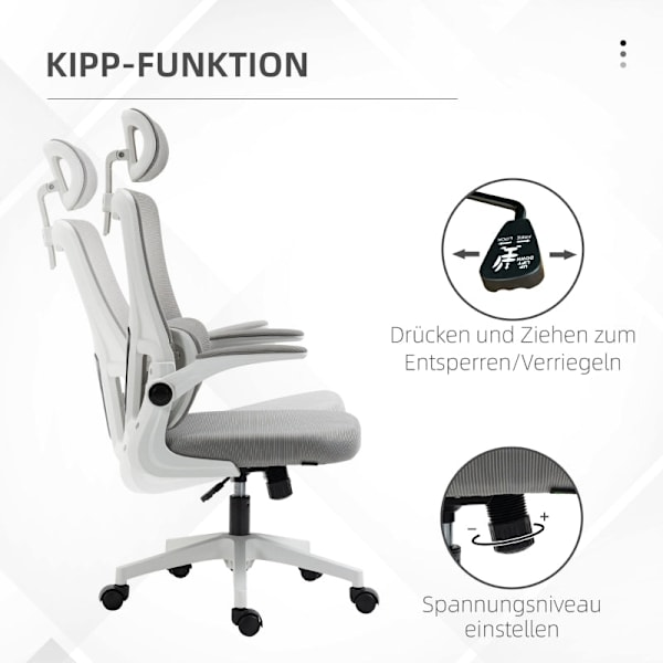 Rootz Vinsetto Kontorsstol - Ergonomisk skrivbordsstol - Justerbar datorstol - Ultimate Comfort - Svankstöd - Lutande ryggstöd - 60cm x 59cm x 114-122