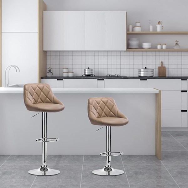 Rootz justerbara barstolar i konstläder - Set med 2 - Bänkpallar - Vridstolar - Bekväma sittplatser - Hållbar konstruktion - Mångsidig design - 84-106