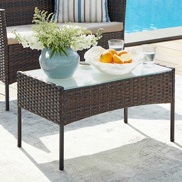 Rootz 4-delt altanmøbelsæt - Terrassesæt - Havestole - Terrassesiddegruppe - Galvaniseret metalstel - PE polyrattan - 56,5 cm x 54,5 cm x 81,5 cm