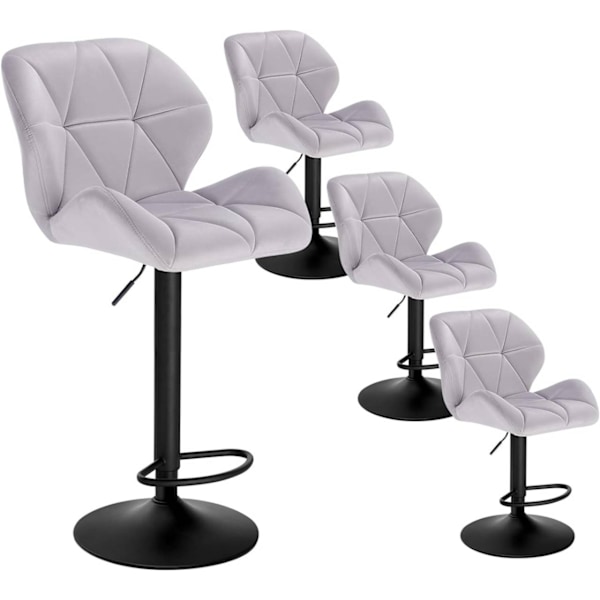 Rootz barstol - Justerbar bordstol - Drejelig barstol - Ergonomisk design, holdbar konstruktion, nem montering - fløjl og metal - 94cm-116cm x 50cm x