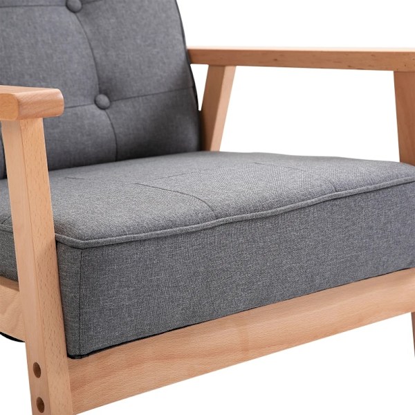 Rootz Armchair - Accent Chair - Single Sofa -lounge Chair - Upholstered Chair - With Armrests - Wooden Frame - Dark Gray - 64.5 x 70 x 74 cm