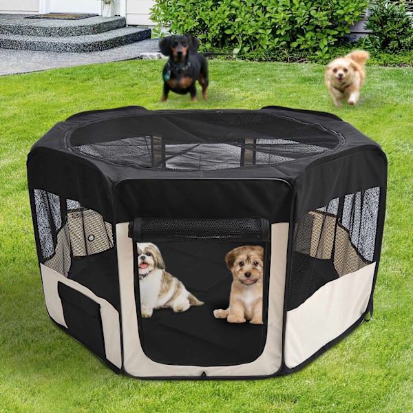 Rootz Puppy Run Outdoor Shelter - Sort, Hvid - Stof, Stål - 20,08 cm x 25,59 cm x 2,76 cm