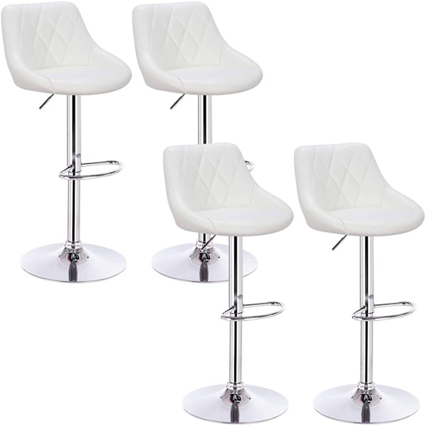 Rootz sæt med 4 barstole - Justerbare bordstole - Drejelige barstole - Komfortable, alsidige, holdbare - Kunstlæder, Forkromet stål - 84-106 cm x 35 c