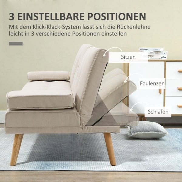 Rootz 3-sits bäddsoffa - Bäddbar soffa - Bäddsoffa - Justerbart ryggstöd - Praktiskt sidobord - 181cm x 77cm x 78cm - Linnetyg