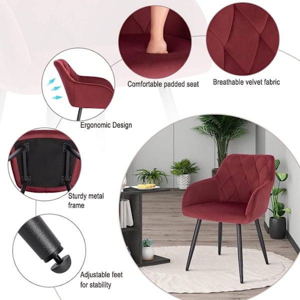 Rootz matstolsset - Modern sits - Fåtölj - Ergonomisk design - Sammetstyg - 44cm x 42,5cm x 46,5cm - Lastkapacitet 120kg