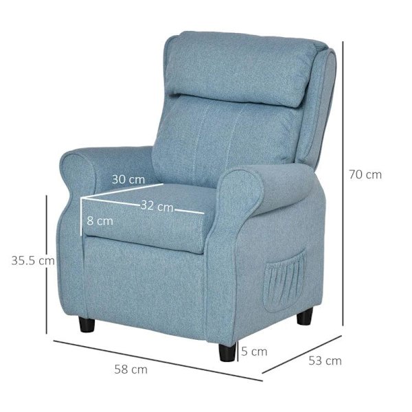 Rootz Barnsoffa - Barnsoffa - Barnsoffa - Barnfåtölj - Blå - 58 x 53 x 70 cm
