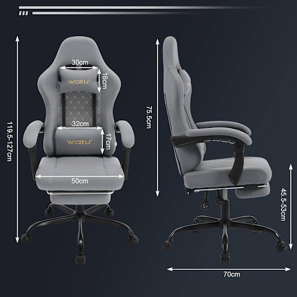 Rootz Massagespelstol - Svankstöd - Mesh som andas - Ergonomisk design - 64cm x 127cm x 54cm