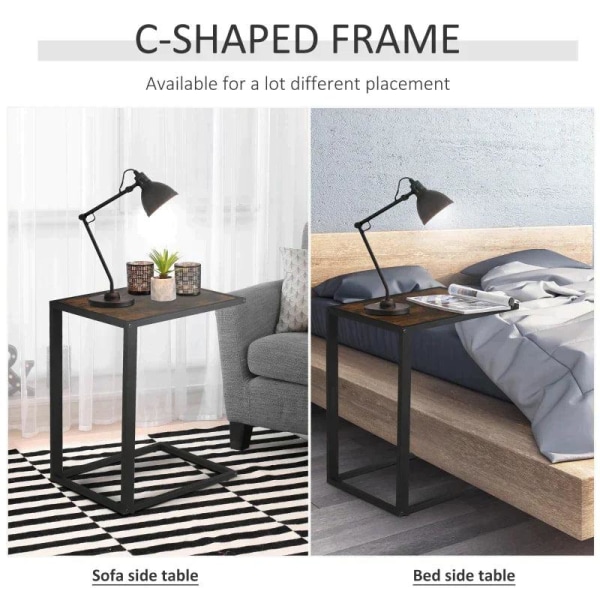 Rootz sidobord - C-format sidobord - Soffbord - Ståbord - Metall Mdf - Rustik brun - 40,6 x 50,8 x 64,2 cm