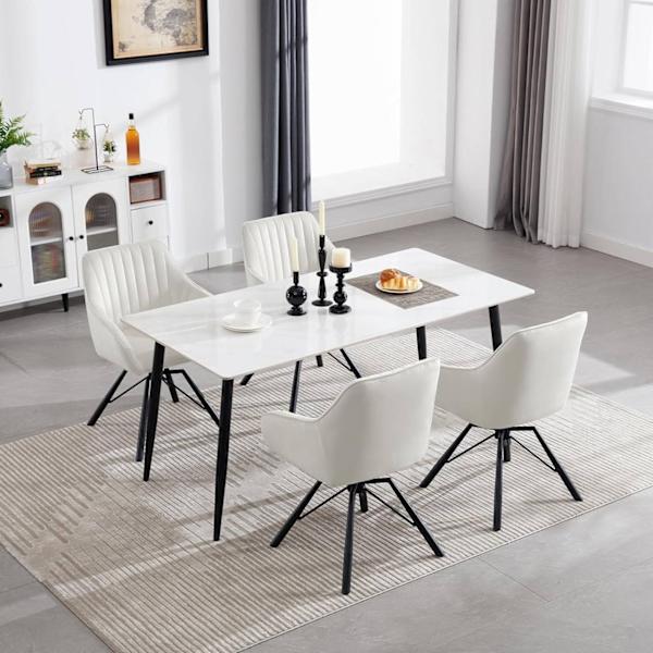 Rootz roterande matstolar Set med 4 - Sammetsfåtöljer - Vridstolar - 360 graders rotation, bekväma och robusta - 58 cm x 83,5 cm x 53,5 cm
