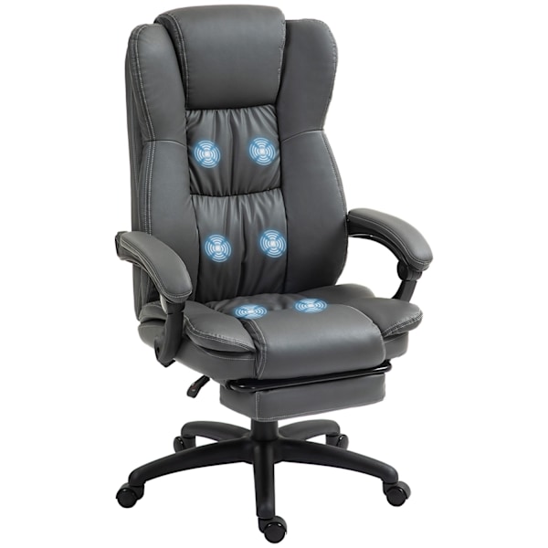 Rootz Justerbar drejestol - Kontorstol - Ergonomisk hvilestol - Massagefunktion - Faux læder - 68,5x68,5x113-121cm